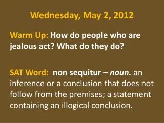 Wednesday , May 2, 2012