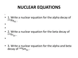 NUCLEAR EQUATIONS