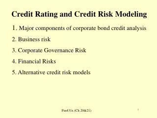 Credit Rating and Credit Risk Modeling