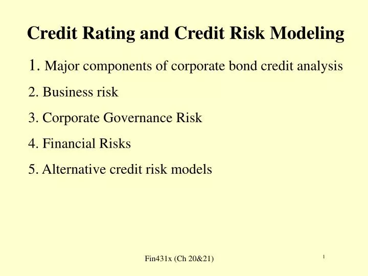 credit rating and credit risk modeling