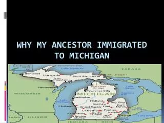 WHY MY ANCESTOR IMMIGRATED TO MICHIGAN