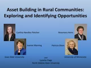 Asset Building in Rural Communities: Exploring and Identifying Opportunities