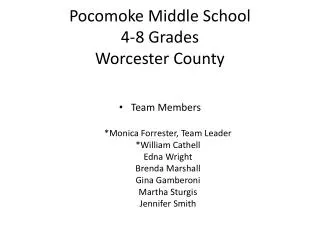 Pocomoke Middle School 4-8 Grades Worcester County