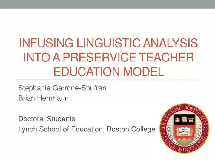 infusing linguistic analysis into a preservice teacher education model