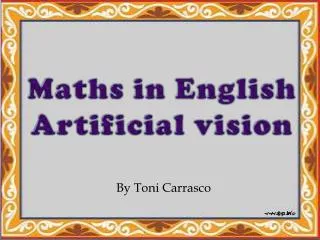 Maths in English Artificial vision