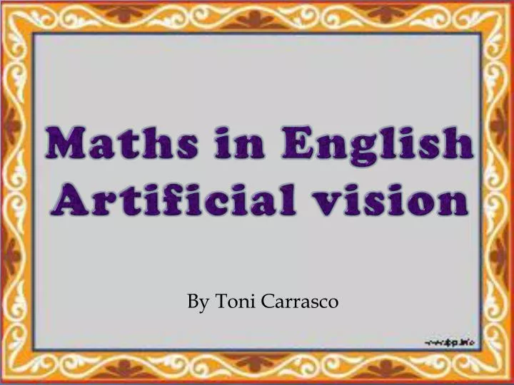 maths in english artificial vision