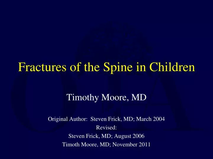 fractures of the spine in children
