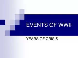EVENTS OF WWII