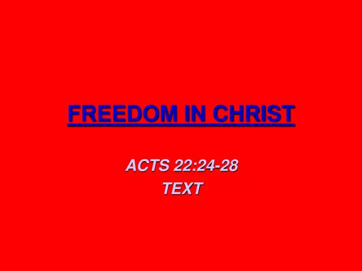 freedom in christ