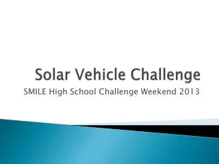 Solar Vehicle Challenge