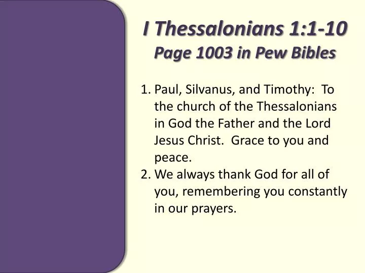 i thessalonians 1 1 10 page 1003 in pew bibles