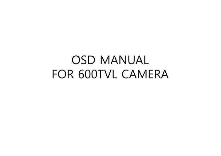osd manual for 600tvl camera