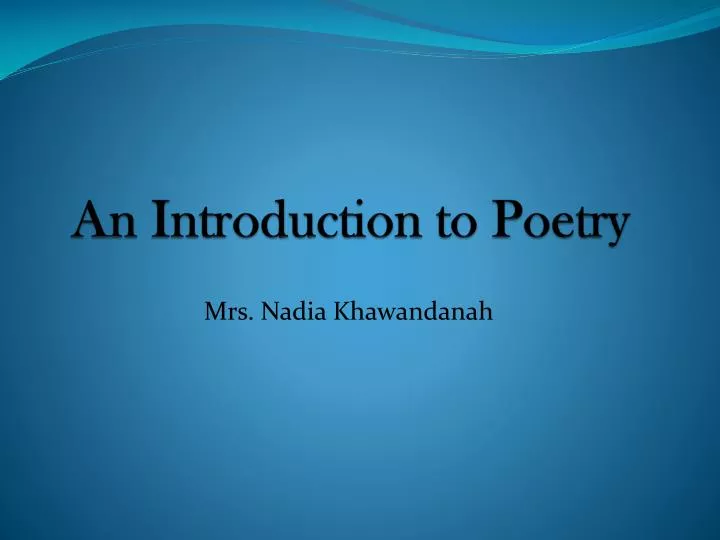 an introduction to poetry