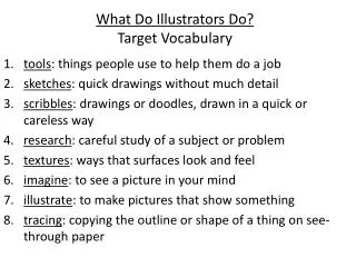 What Do Illustrators Do? Target Vocabulary