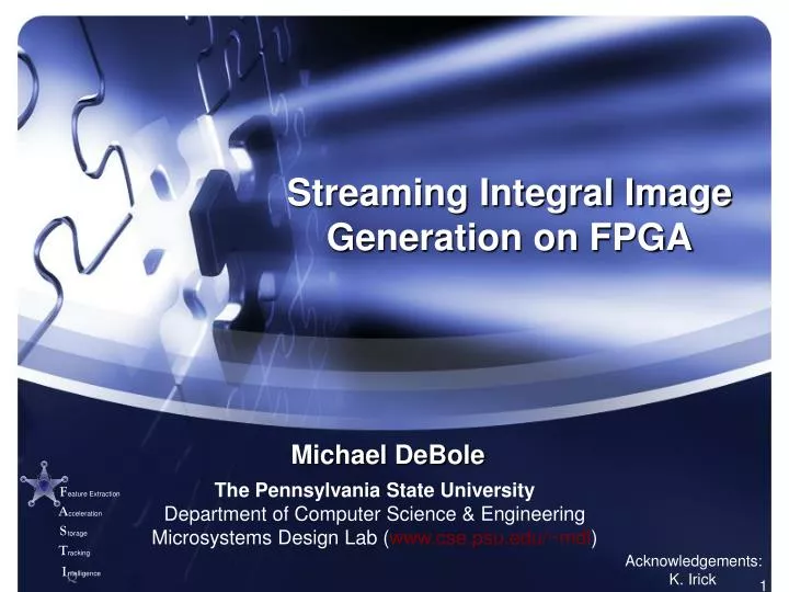 streaming integral image generation on fpga