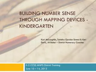 Building number sense through mapping devices - Kindergarten