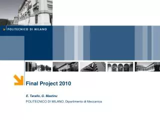 Final Project 2010 E. Tarallo, G. Mastinu POLITECNICO DI MILANO, Dipartimento di Meccanica