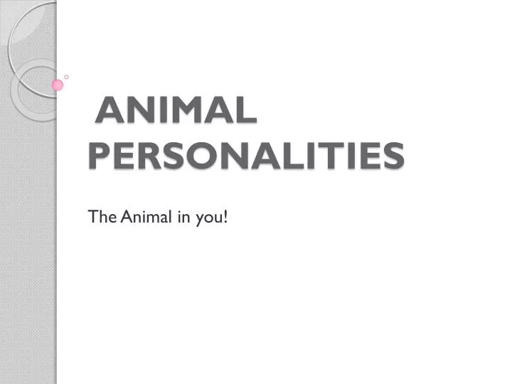 animal personalities