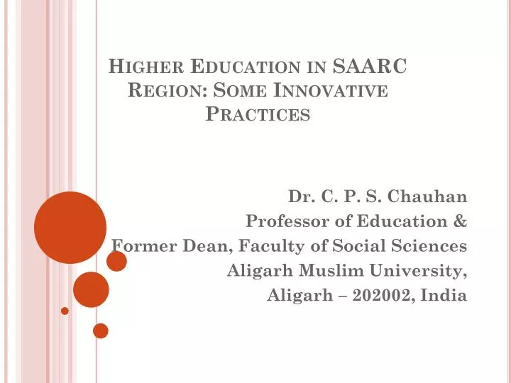higher education in saarc region some innovative practices