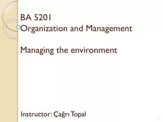 BA 5201 Organization and Management Managing the environment