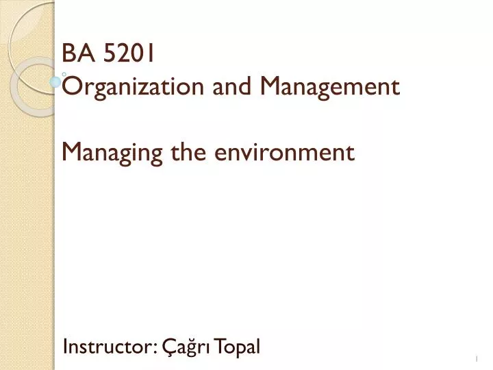 ba 5201 organization and management managing the environment