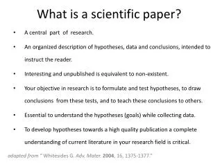 What is a scientific paper?