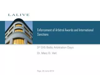 Enforcement of Arbitral Awards and International Sanctions