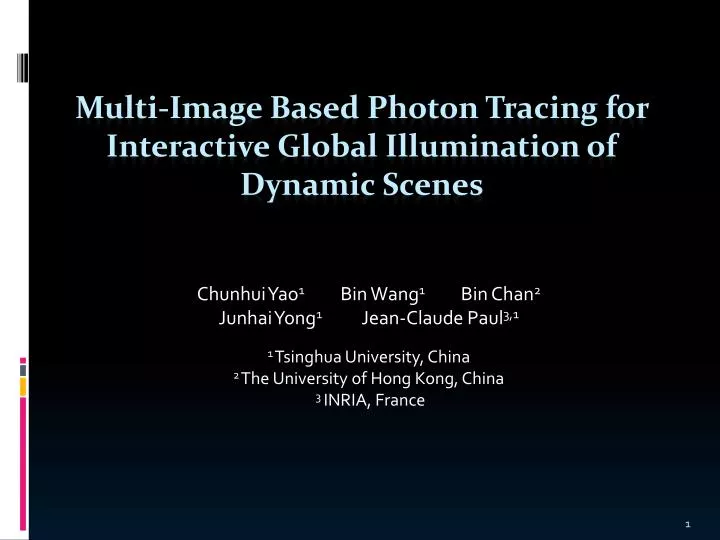 multi image based photon tracing for interactive global illumination of dynamic scenes