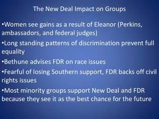 The New Deal Impact on Groups