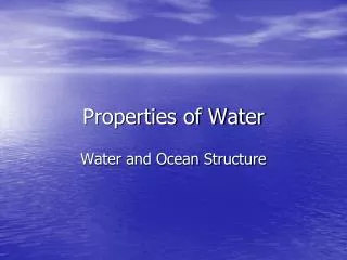 Properties of Water