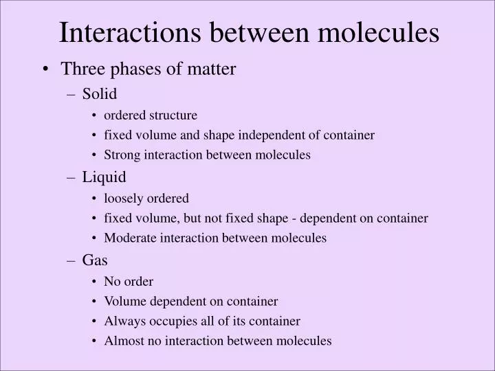 interactions between molecules