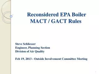 Reconsidered EPA Boiler MACT / GACT Rules