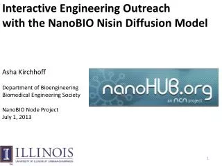 Interactive Engineering Outreach with the NanoBIO Nisin Diffusion Model