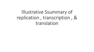 Illustrative Ssummary of replication , transcription , &amp; translation