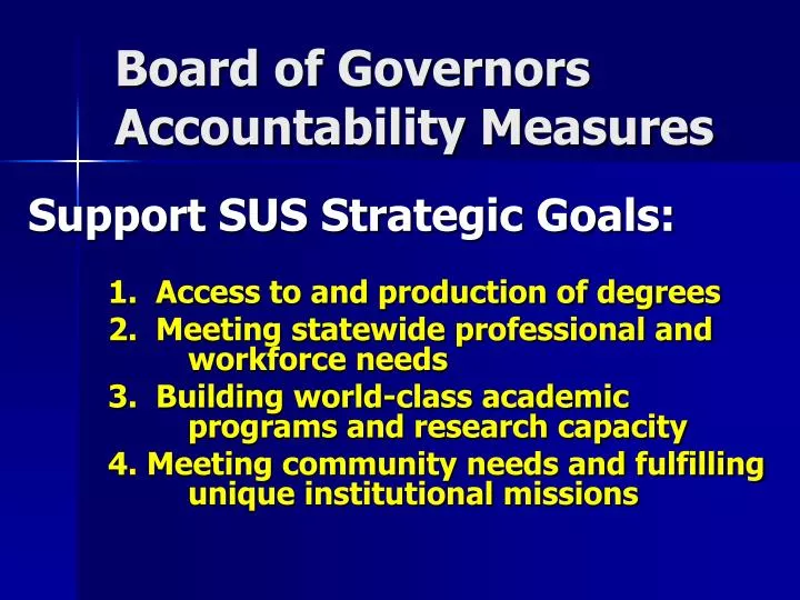 board of governors accountability measures