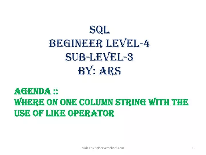 sql begineer level 4 sub level 3 by ars