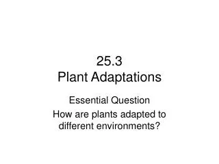 25.3 Plant Adaptations