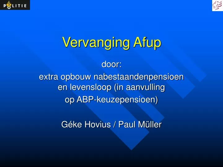 vervanging afup