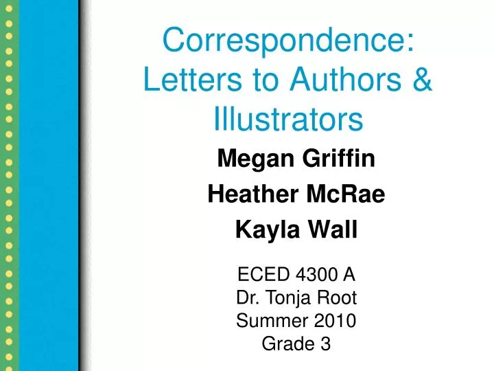 correspondence letters to authors illustrators