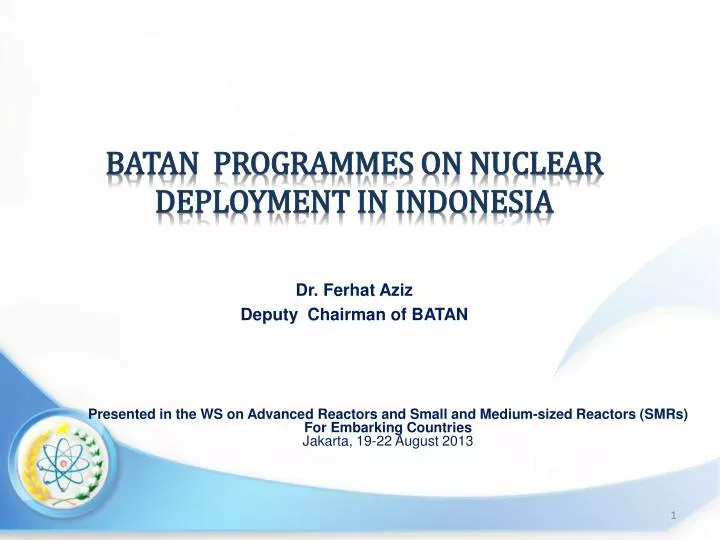 batan programmes on nuclear deployment in indonesia