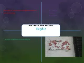 VOCABULARY WORD: Illegible