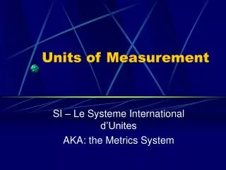 Units of Measurement