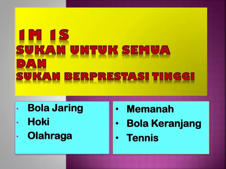 1m 1s sukan untuk semua dan sukan berprestasi tinggi