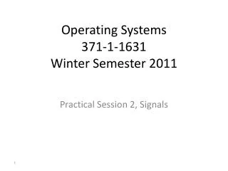 Operating Systems 371-1-1631 Winter Semester 2011
