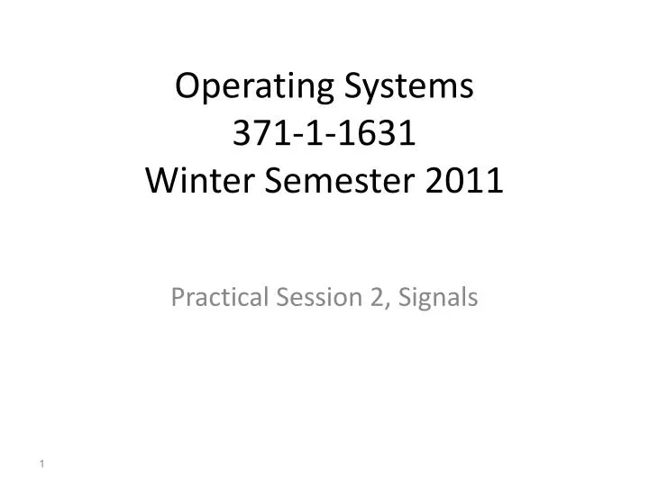 operating systems 371 1 1631 winter semester 2011