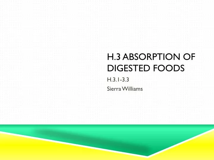 h 3 absorption of digested foods