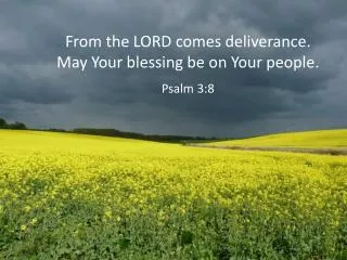 From the LORD comes deliverance. May Your blessing be on Your people. Psalm 3:8