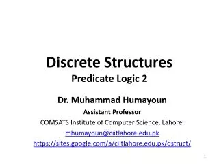 Discrete Structures Predicate Logic 2