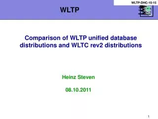 Comparison of WLTP unified database distributions and WLTC rev2 distributions