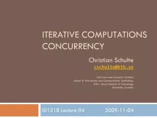 Iterative Computations Concurrency